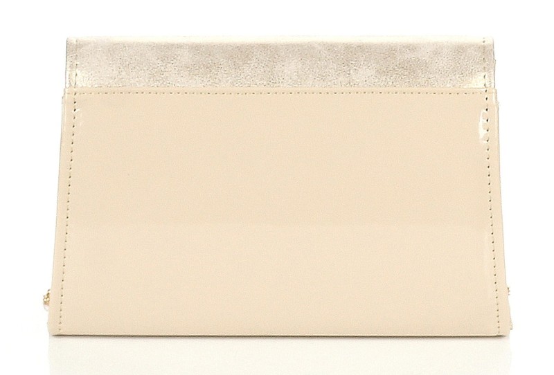 Salvare Zjawiskowa beżowo złota kopertówka na łańcuszku