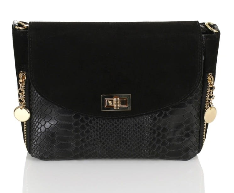 era Pelle Zjawiskowa czarna skórzana torebka S6