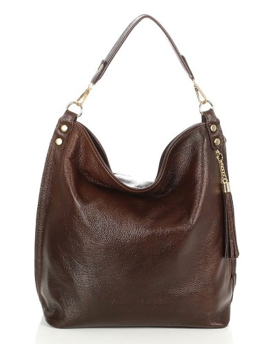 VERA PELLE Skórzana torebka damska worek na ramię 