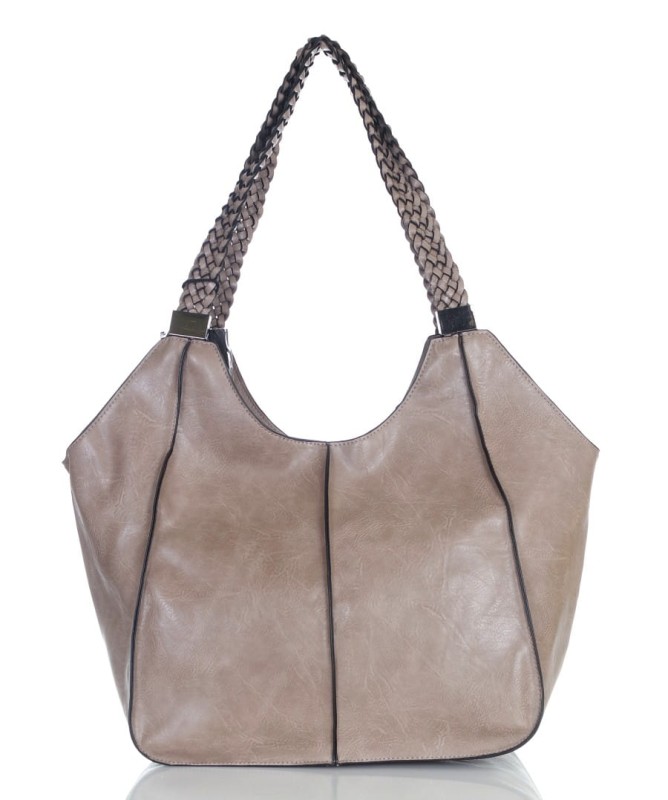 Pojemna torba damska na A4 Długie plecione rączki Przegroda w środku