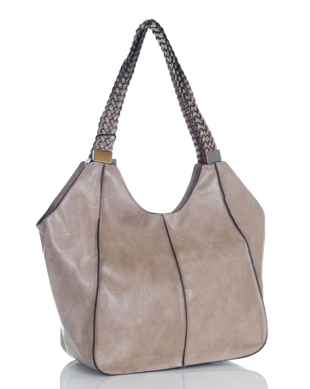 Pojemna torba damska na A4 Długie plecione rączki Przegroda w środku