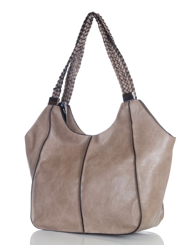 Pojemna torba damska na A4 Długie plecione rączki Przegroda w środku