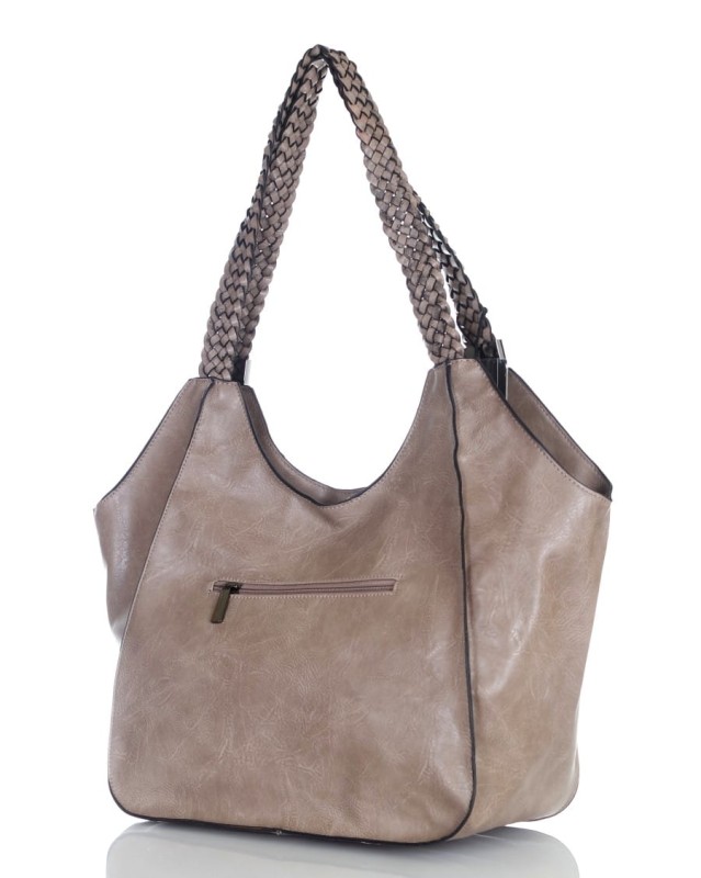 Pojemna torba damska na A4 Długie plecione rączki Przegroda w środku