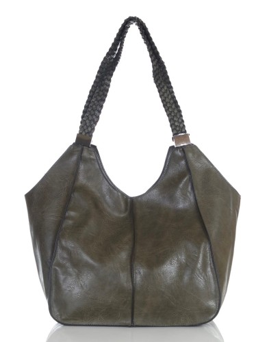 Pojemna torba damska na A4  Długie plecione rączki  Przegroda w środku 