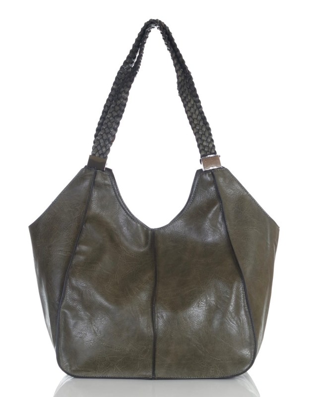 Pojemna torba damska na A4 Długie plecione rączki Przegroda w środku