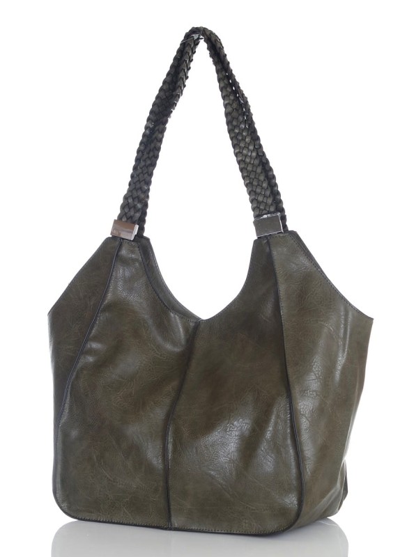 Pojemna torba damska na A4 Długie plecione rączki Przegroda w środku