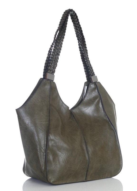 Pojemna torba damska na A4 Długie plecione rączki Przegroda w środku