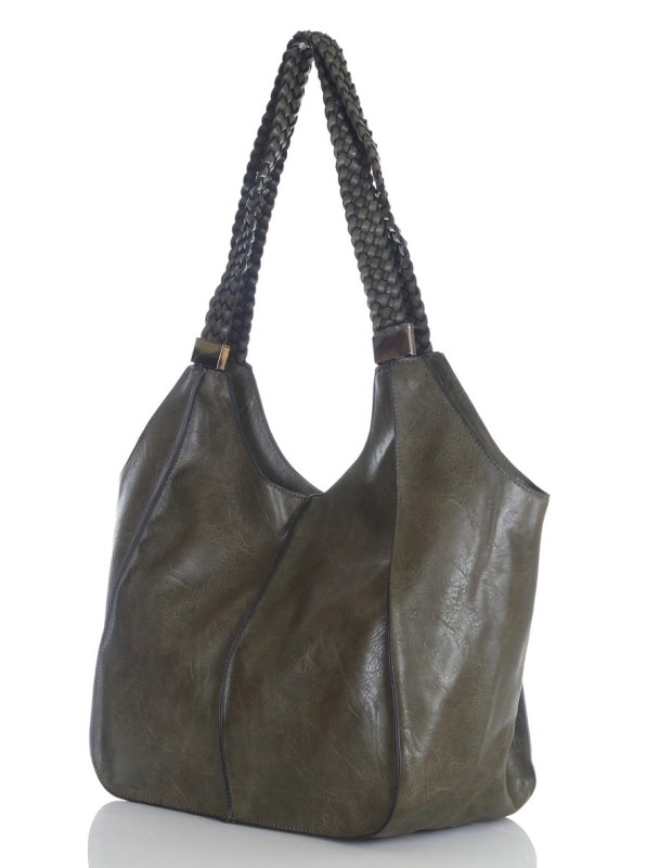 Pojemna torba damska na A4 Długie plecione rączki Przegroda w środku