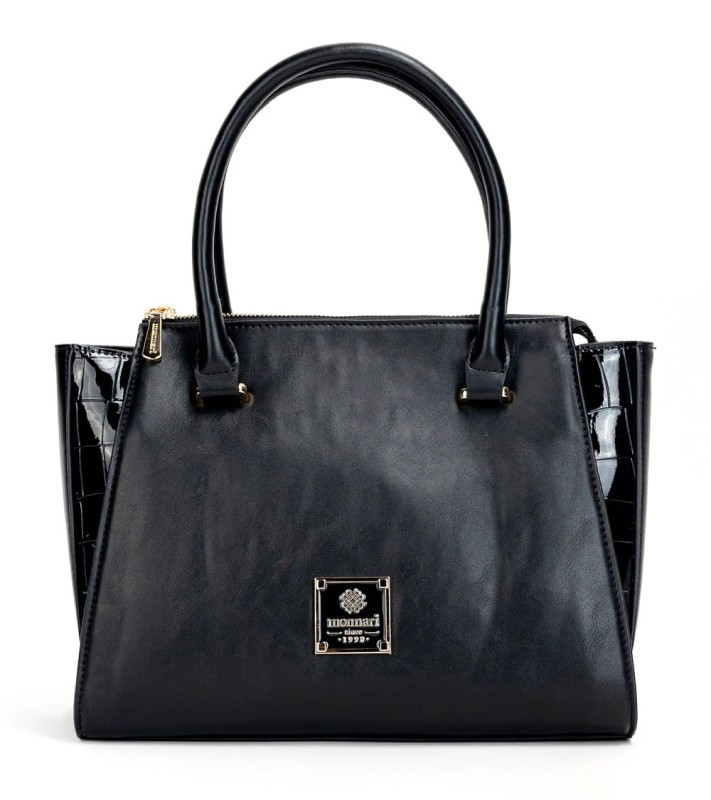 Monnari nieduża czarna torba shopper z rączkami i paskiem