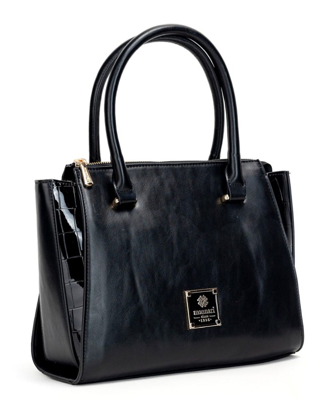 Monnari nieduża czarna torba shopper z rączkami i paskiem