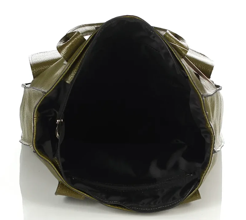 VERA PELLE Torebka skórzana shopper bag włoska zielona