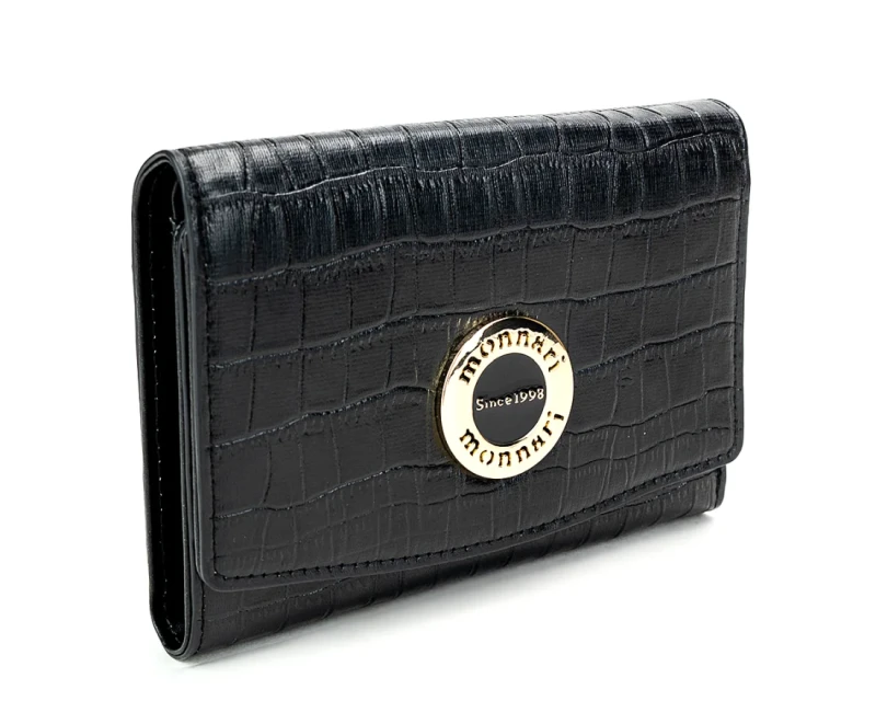 Czarny portfel Monnari Skóra ekologiczna Croco