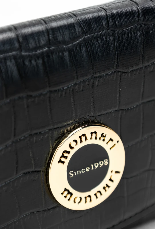 Czarny portfel Monnari Skóra ekologiczna Croco