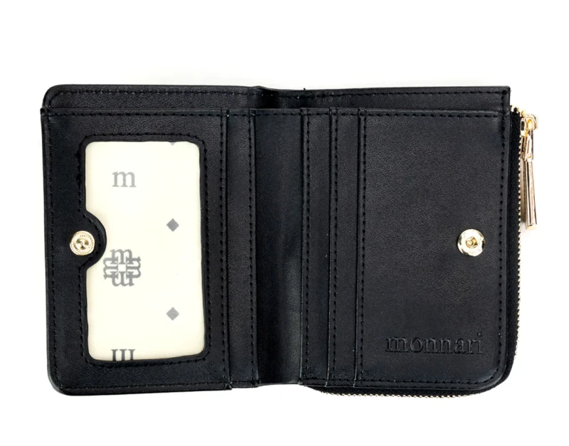 Czarno złoty portfel damski Monnari Mały Zgrabny