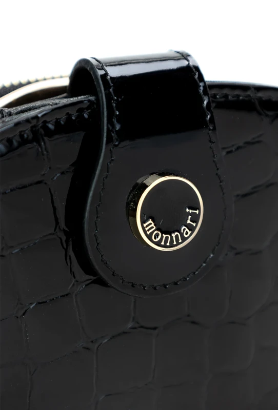 Skórzany portfel Monnari Czarny Lakierowany Podkowa