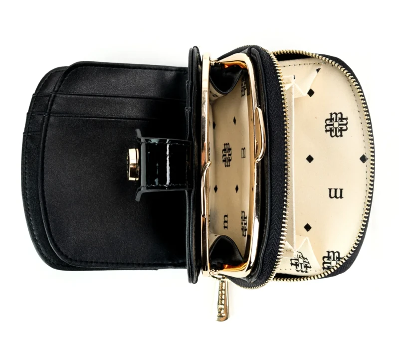 Skórzany portfel Monnari Czarny Lakierowany Podkowa