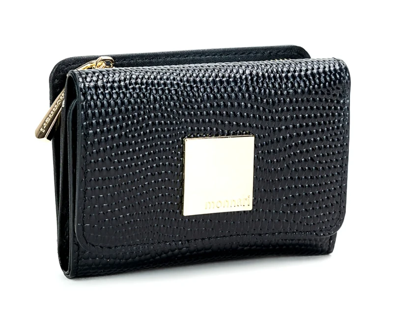 Monnari Skórzany czarny portfel damski Praktyczny