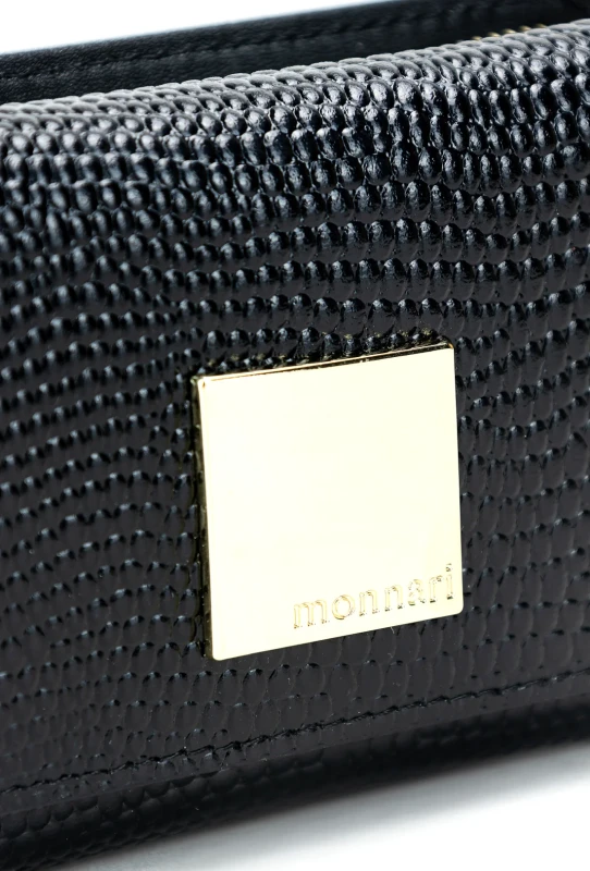 Monnari Skórzany czarny portfel damski Praktyczny