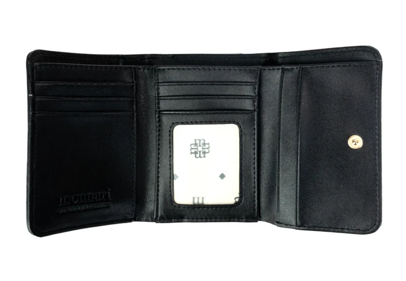 Monnari Skórzany czarny portfel damski Praktyczny