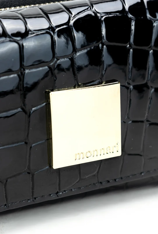 Monnari Skórzany czarny portfel damski Praktyczny
