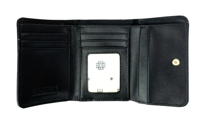 Monnari Skórzany czarny portfel damski Praktyczny