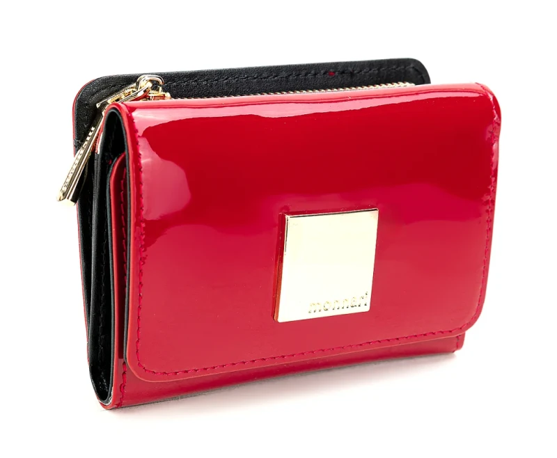 Monnari Skórzany czerwony portfel damski Praktyczny