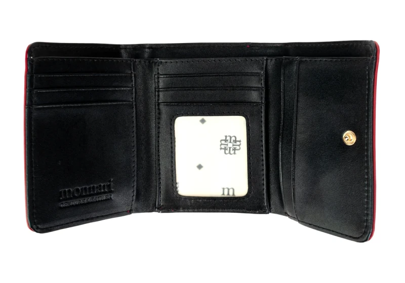 Monnari Skórzany czerwony portfel damski Praktyczny