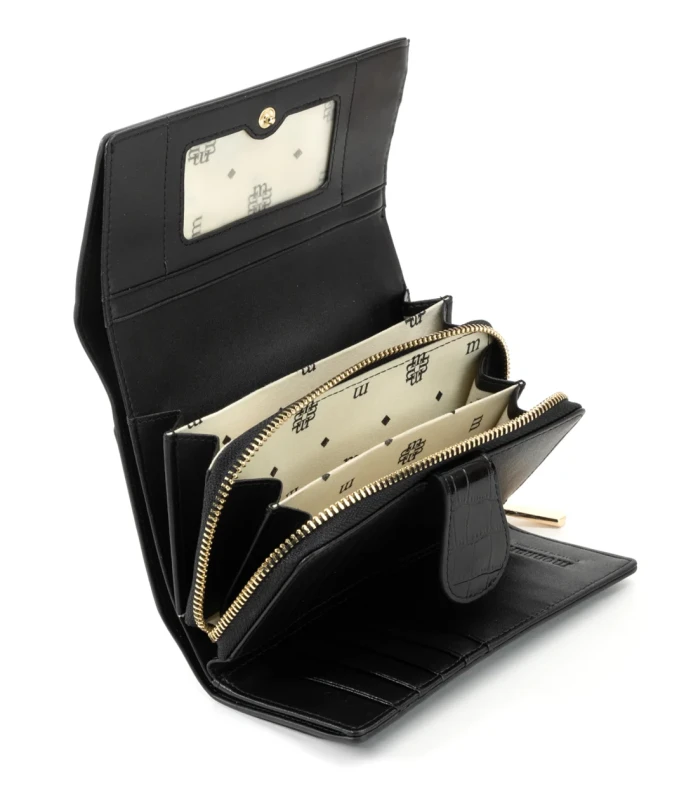 Monnari Portfel damski skórzany Premium Czarny Skóra naturalna