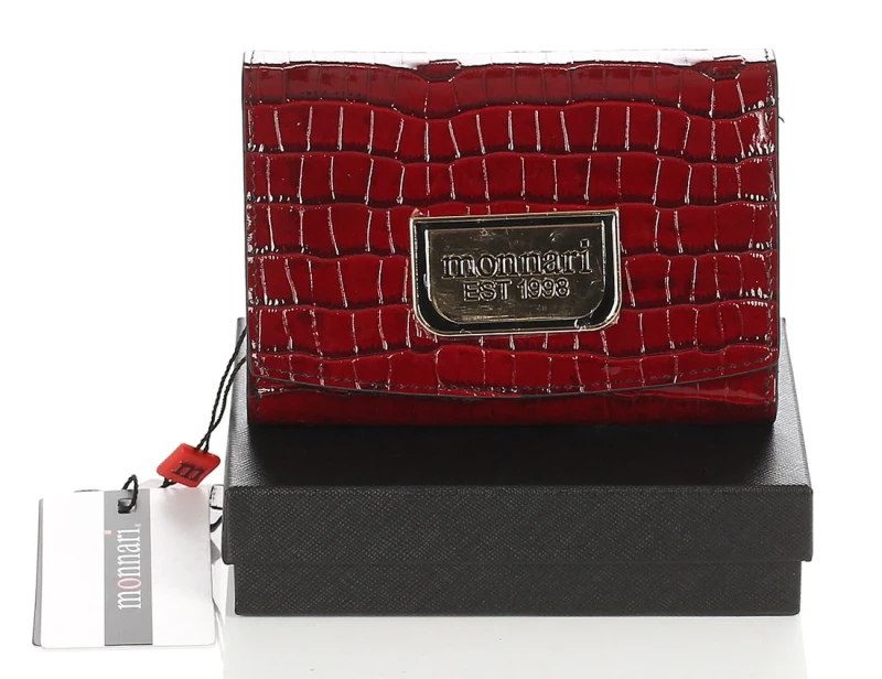 Zgrabny skórzany portfel Monnari Czerwony Logo