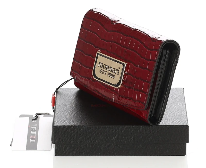 Zgrabny skórzany portfel Monnari Czerwony Logo