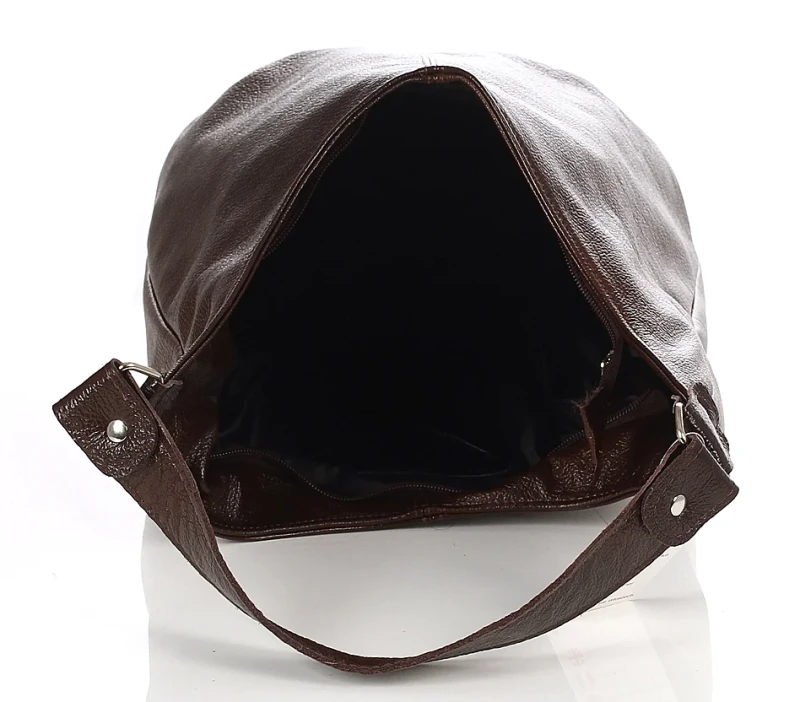 VERA PELLE Włoska skórzana brązowa torebka worek | Skóra Naturalna