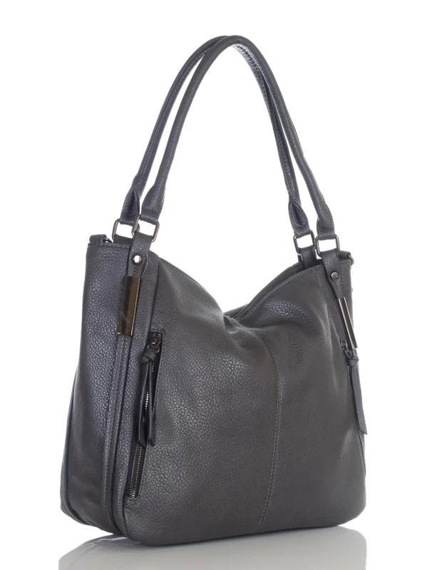 Torebka damska na wygodnych rączkach | Eko skóra | Szara