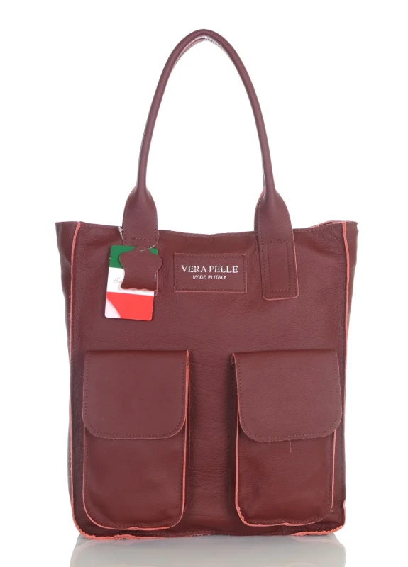 VERA PELLE Torebka skórzana shopper bag włoska Skóra naturalna