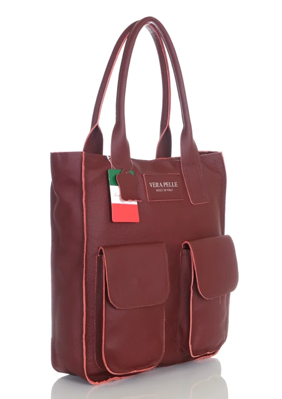 VERA PELLE Torebka skórzana shopper bag włoska Skóra naturalna