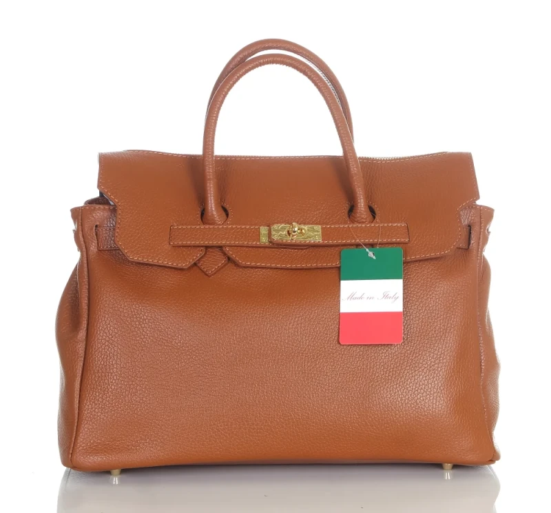 VERA PELLE Włoska skórzana torebka damska kuferek SKÓRA NATURALNA