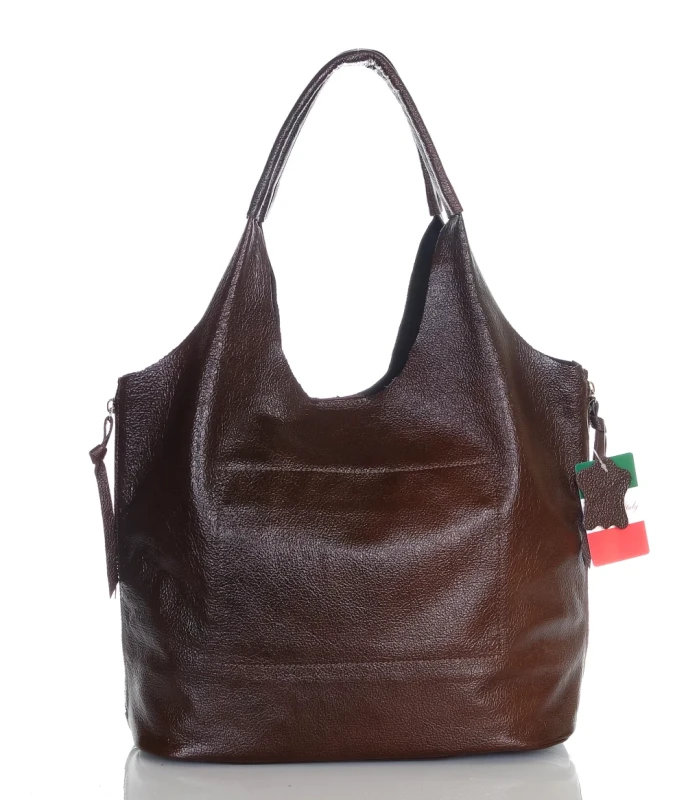 VERA PELLE Włoska skórzana torebka shopper 2w1 Skóra naturalna