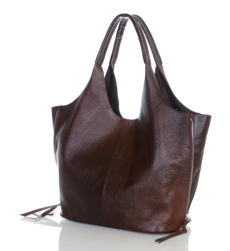 VERA PELLE Włoska skórzana torebka shopper 2w1 Skóra naturalna