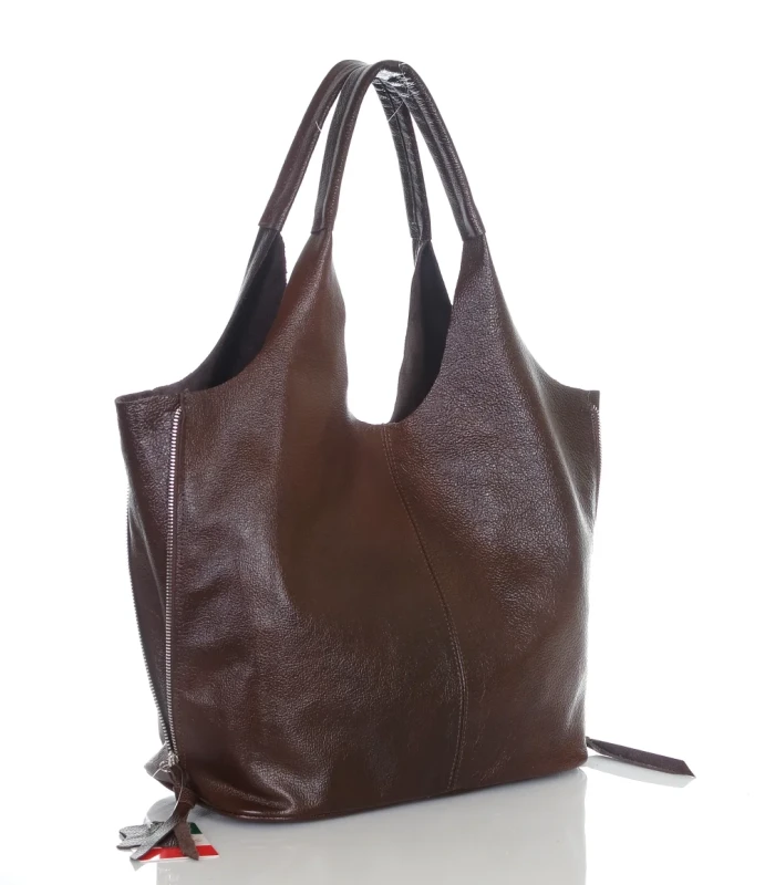 VERA PELLE Włoska skórzana torebka shopper 2w1 Skóra naturalna