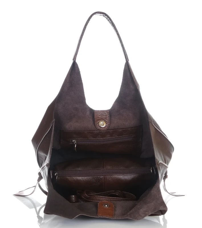 VERA PELLE Włoska skórzana torebka shopper 2w1 Skóra naturalna