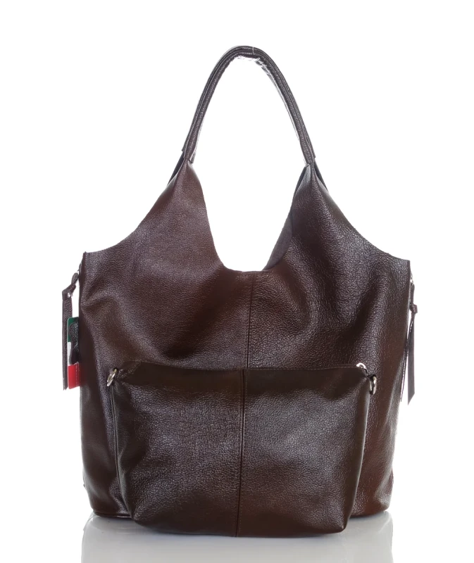 VERA PELLE Włoska skórzana torebka shopper 2w1 Skóra naturalna