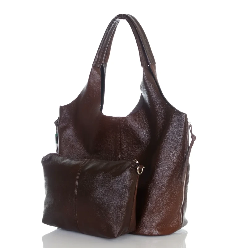 VERA PELLE Włoska skórzana torebka shopper 2w1 Skóra naturalna