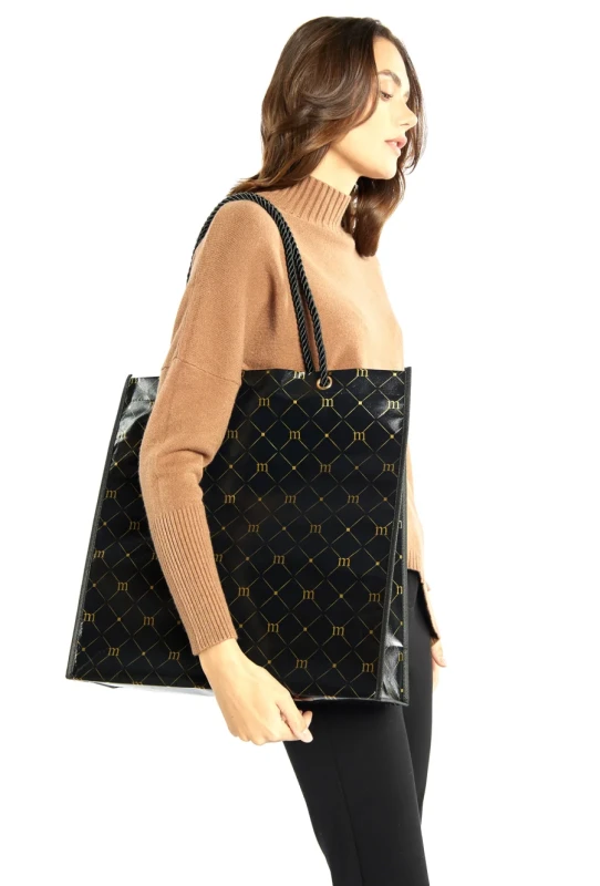 Monnari torba na zakupy Shopper Bag Czarna Logo
