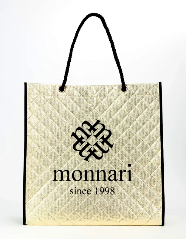 Monnari torba na zakupy Shopper Bag Złota Pikowana Logo
