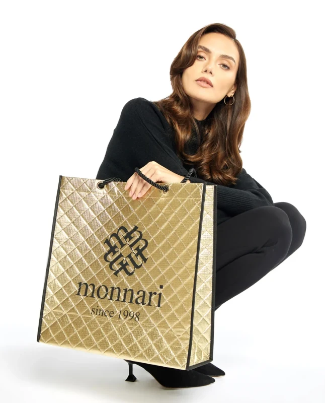 Monnari torba na zakupy Shopper Bag Złota Pikowana Logo