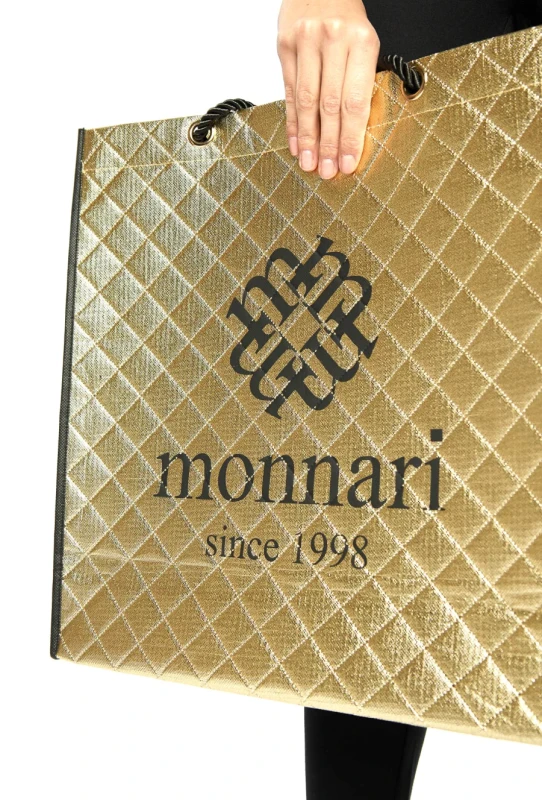 Monnari torba na zakupy Shopper Bag Złota Pikowana Logo
