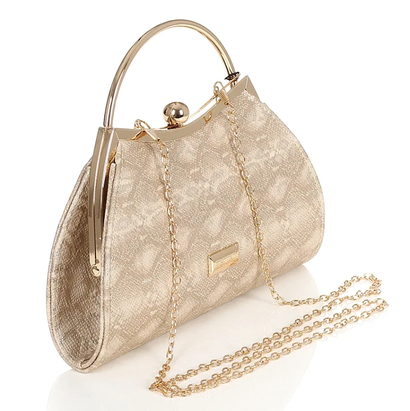 MONNARI Beżowa torebka wizytowa Kopertówka rączka + łańcuszek