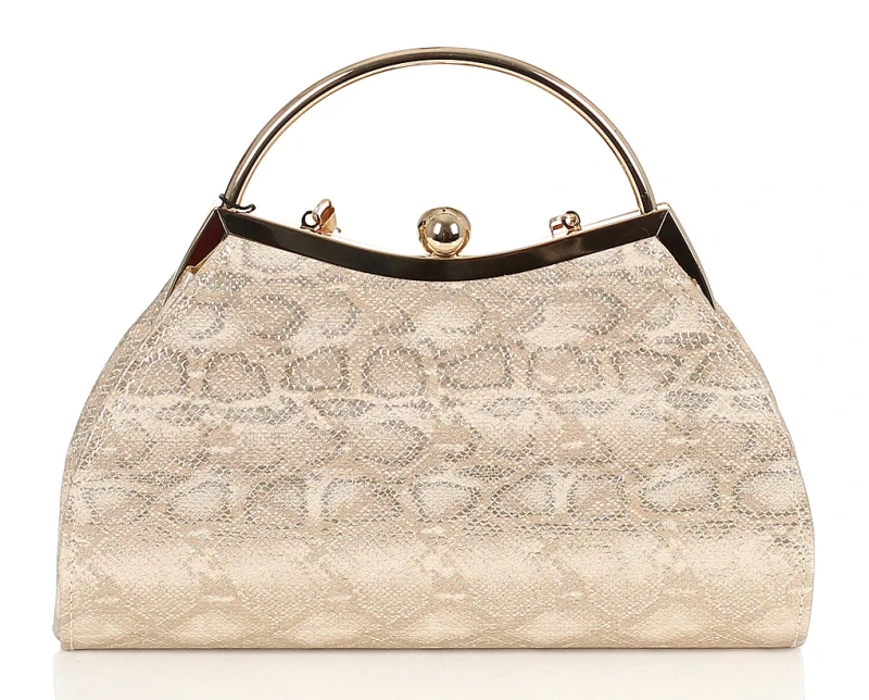 MONNARI Beżowa torebka wizytowa Kopertówka rączka + łańcuszek