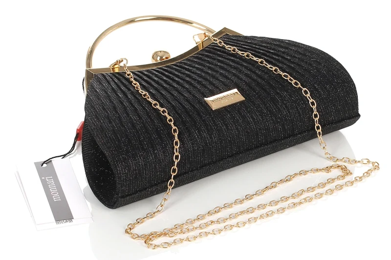 Monnari Torebka kopertówka czarna Rączka i Łańcuszek Wizytowa