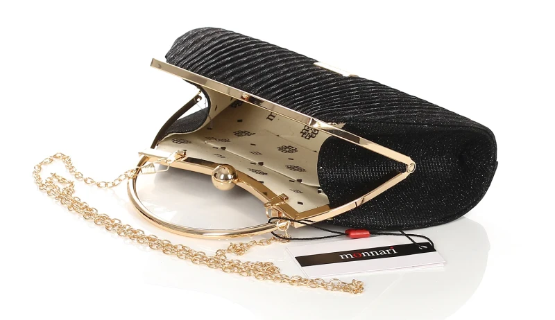 Monnari Torebka kopertówka czarna Rączka i Łańcuszek Wizytowa