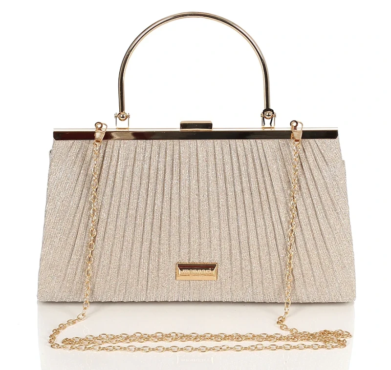 MONNARI Torebka wizytowa Beżowa KOPERTÓWKA Rączka + Łańcuszek